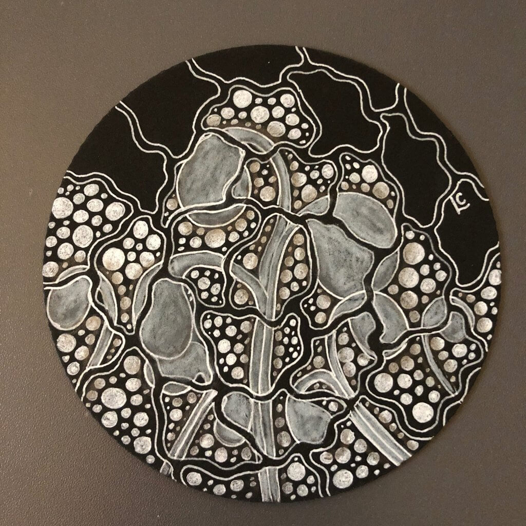 Black Zentangle tile created by Lisa Crow CZT.